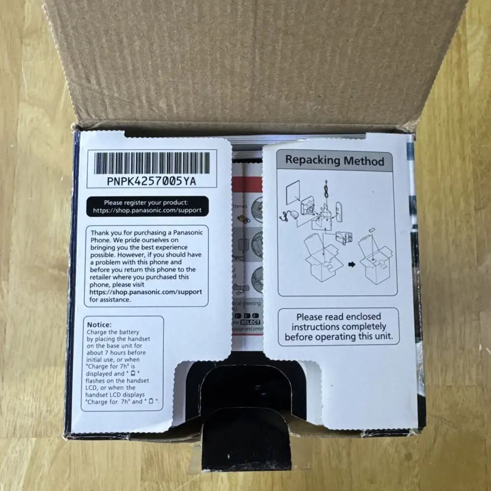 Panasonic Cordless Phone Answering Machine Expandable Call Block 1-Handset Black